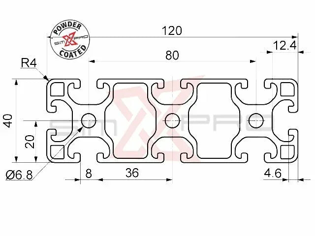 40x120 profile Black - SimXPro