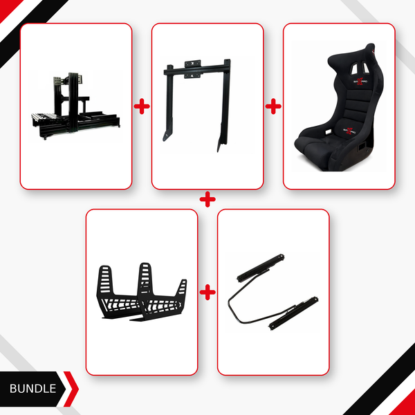 SimXPro XT120 cockpit, integrated monitor mount, GTR seat, seat mounts and slider bundle