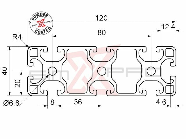 40x120 profile Black