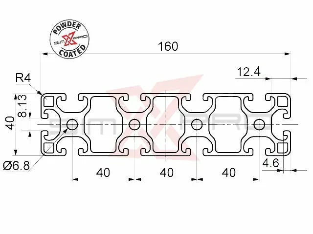 40x160 Profile Black - Aluminum Profile | SimXPro – SimXPro l Sim