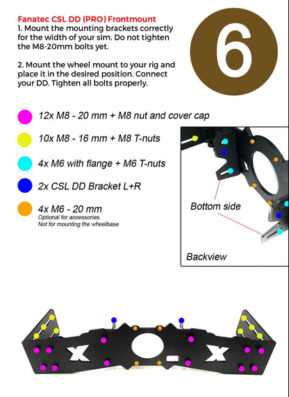 SimXPro® Fanatec CSL DD PRO // Clubsport DD Seite-zu-Front Halterung 580-600 mm