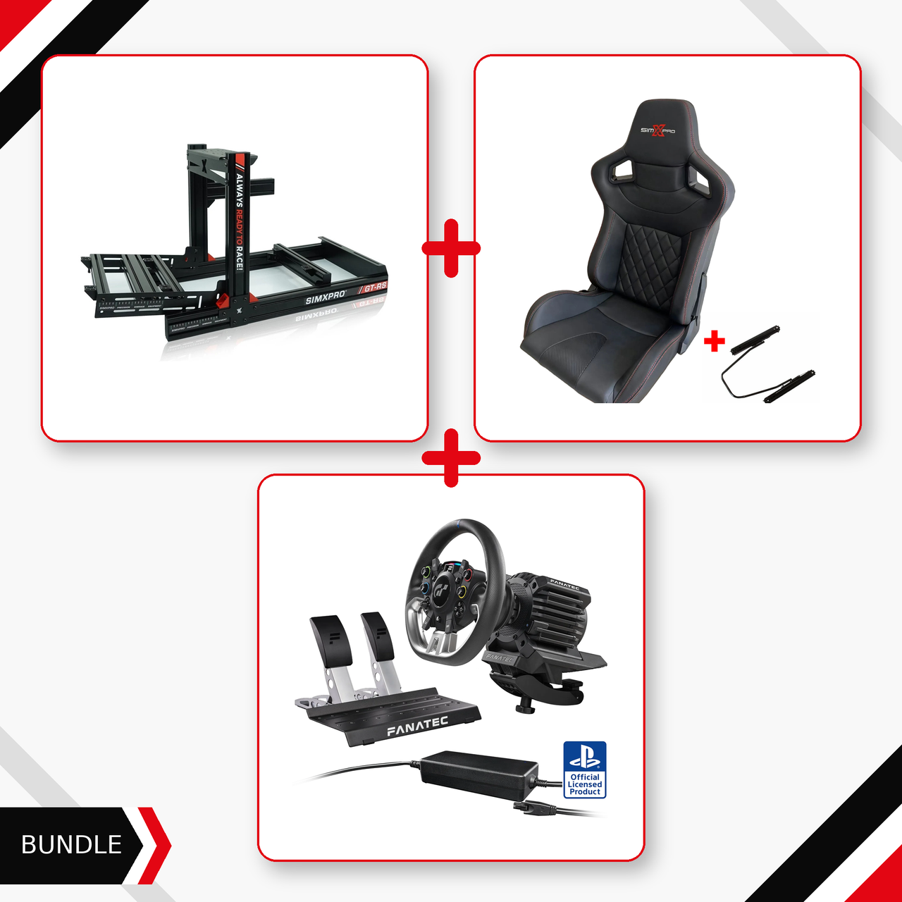 SimXPro GT-RS racing bundle with XL GT Seat and Fanatec GT DD Pro 8 Nm