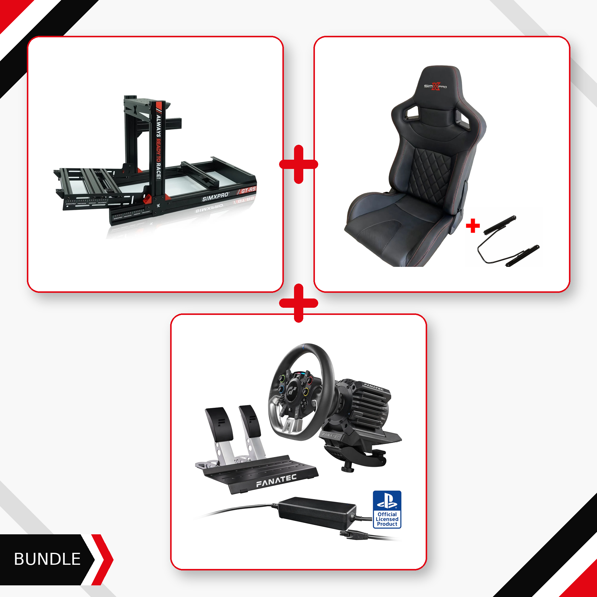 SimXPro GT-RS racing bundle with XL GT Seat and Fanatec GT DD Pro 8 Nm
