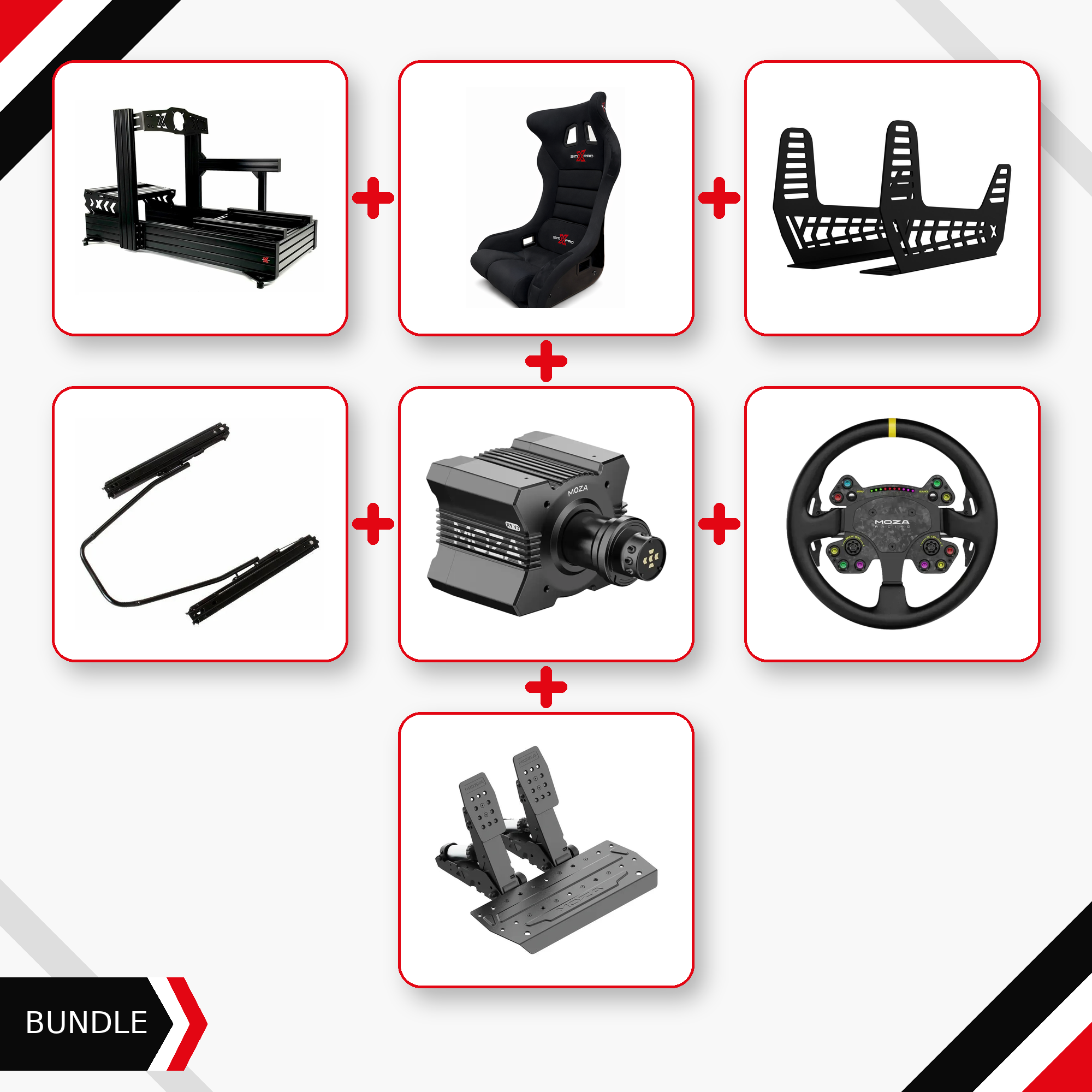 SimXPro XT160 racing bundle with GT-R Seat, MOZA R9, CS V2P wheel and SR-P pedals