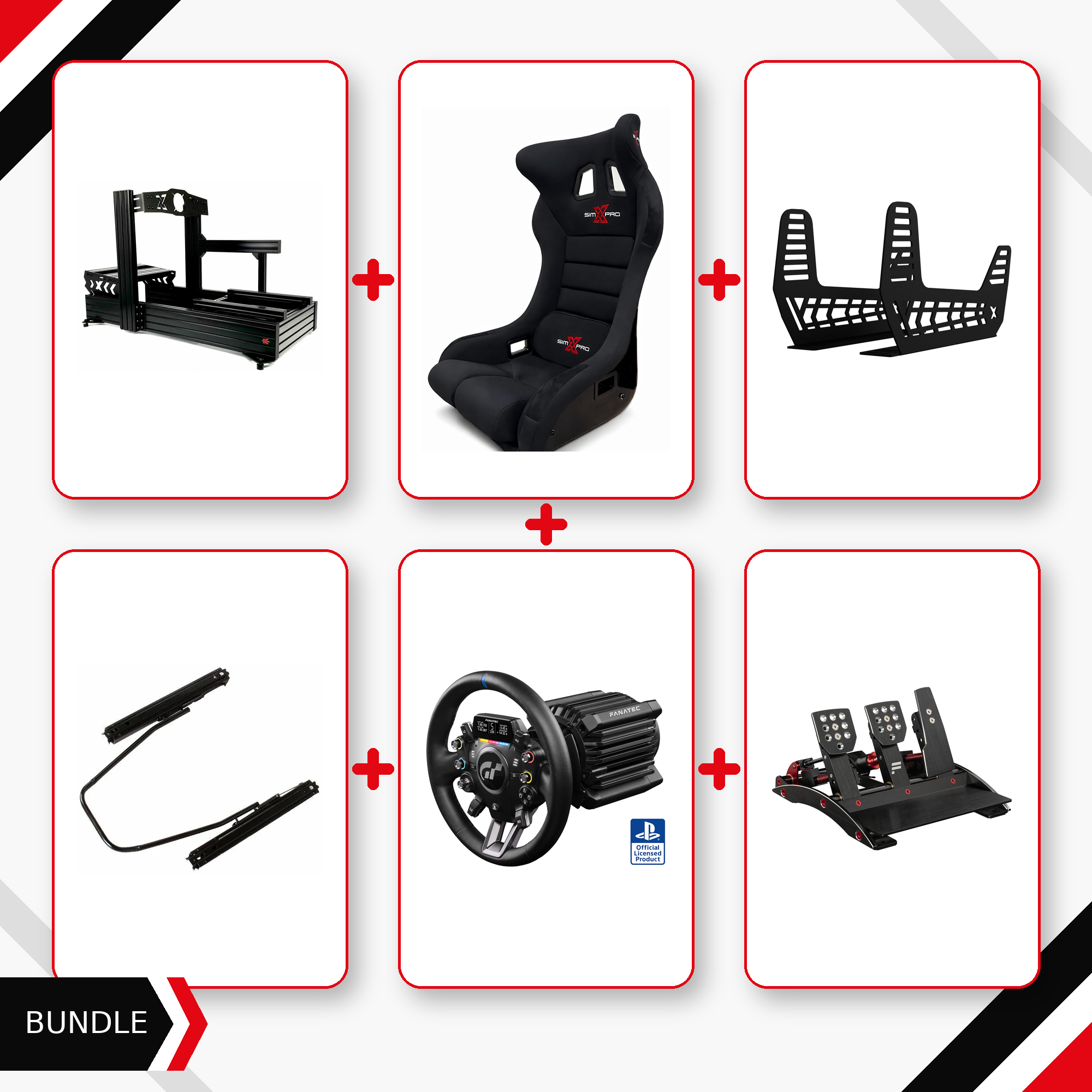 SimXPro XT160 racing bundle with GT-R Seat, Fanatec Gran Turismo DD Extreme 18 Nm and ClubSport Pedals V3