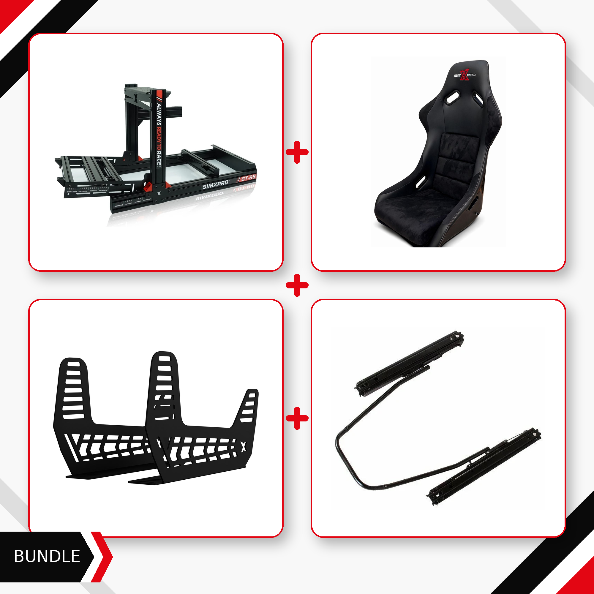 SimXPro GT-RS cockpit, GT seat, seat mounts and slider bundle
