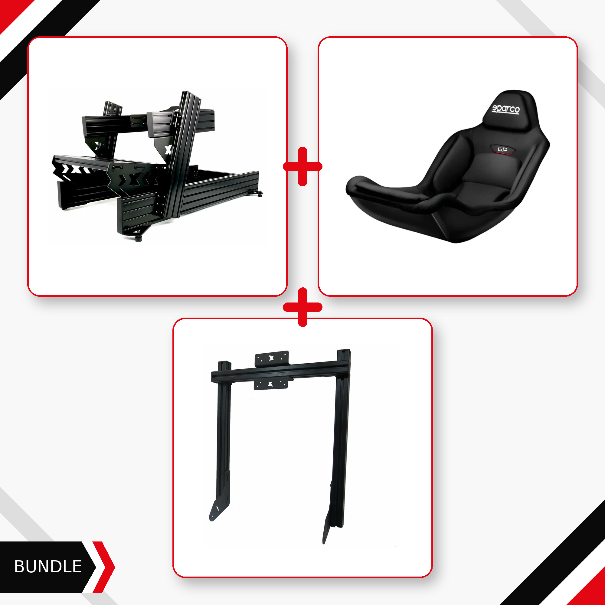 SimXPro XFR cockpit, Sparco GP seat and integrated single monitor mount bundle