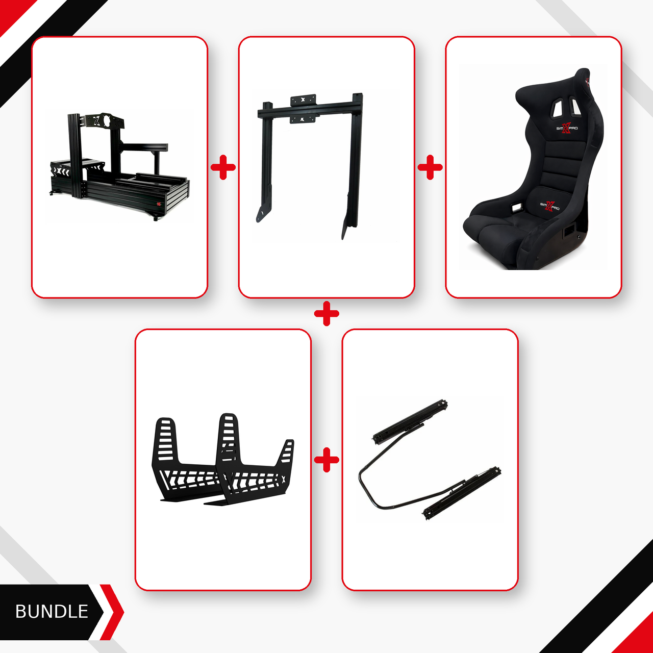 SimXPro XT160 cockpit, integrated monitor mount, GTR seat, seat mounts and slider bundle