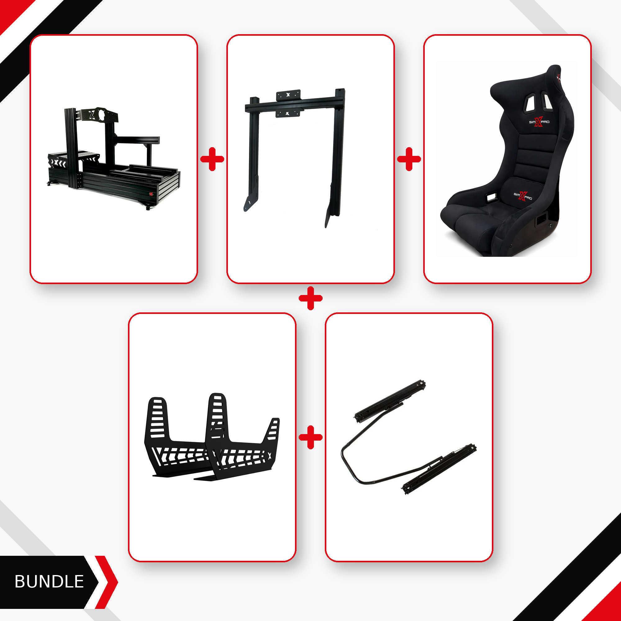 SimXPro XT160 cockpit, integrated monitor mount, GTR seat, seat mounts and slider bundle