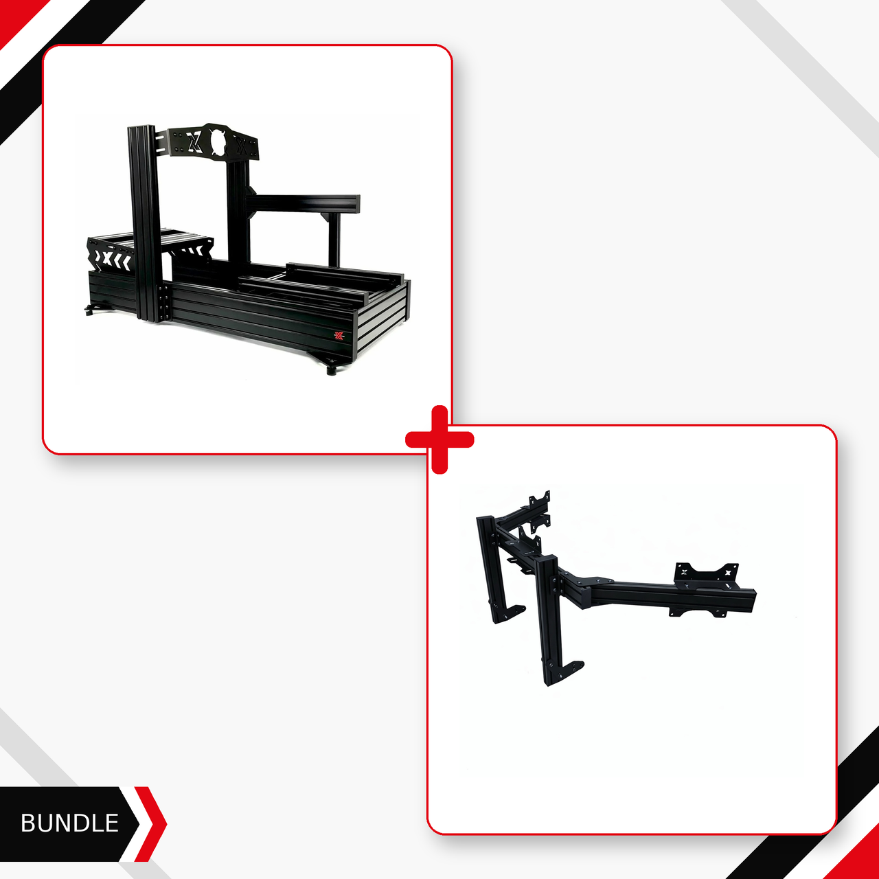SimXPro XT160 cockpit and integrated heavy triple monitor mount bundle